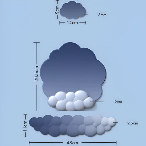 Miomu Kit Reposamuñecas Ergonómico, Diseño Nubes