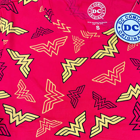 Miomu Blusa para Mujer DC Comics Wonder Woman, Rojo