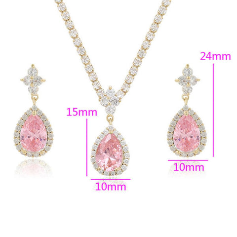 CR Charms Set Collar y Aretes Encanto Rosa Real, Alloy