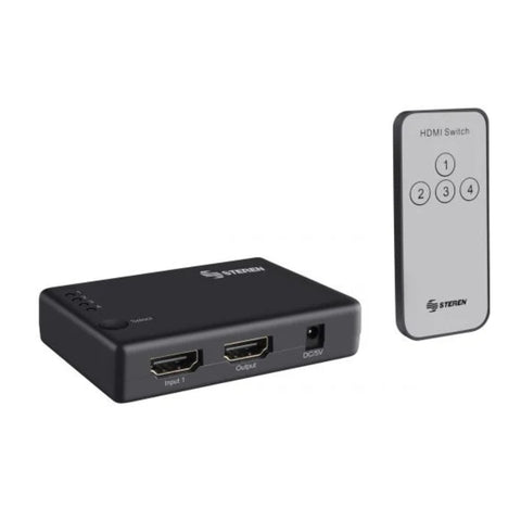 Steren Adaptador HDMI de 4 Entradas con Control Remoto, 200-385