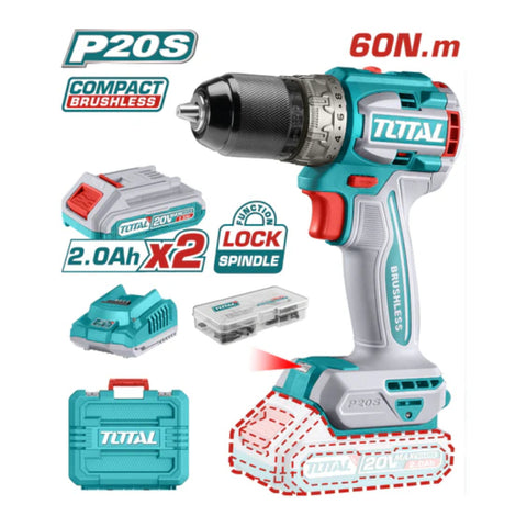 Total Drill Taladro Inalámbrico 20V 1/2", UTDLI20602