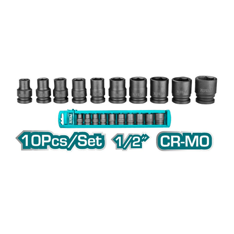 Total Set Cubos de Impacto 1/2" 100-24mm THISTD12101, 10 Piezas