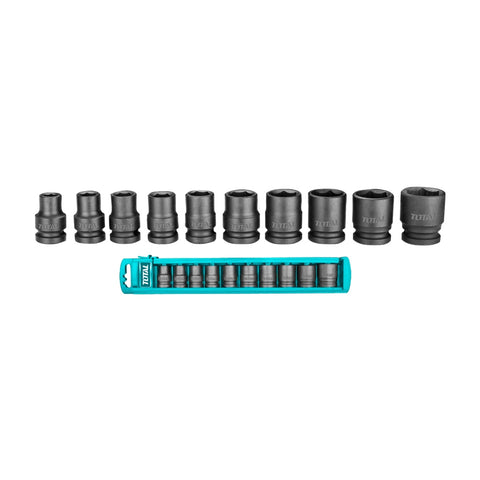 Total Set Cubos de Impacto 1/2" 100-24mm THISTD12101, 10 Piezas