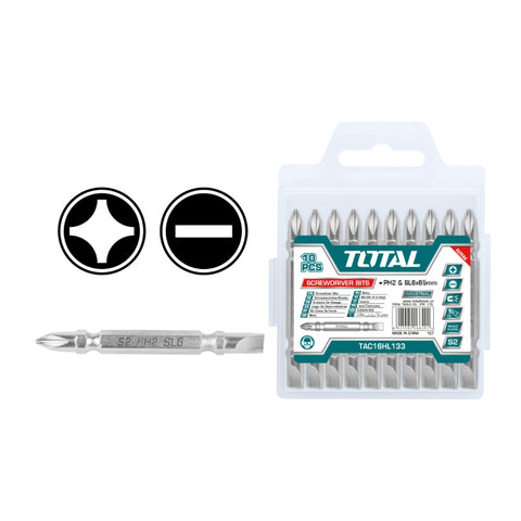 Total Set Puntas Mixtas PH2X65mm TAC16HL133, 10 Piezas