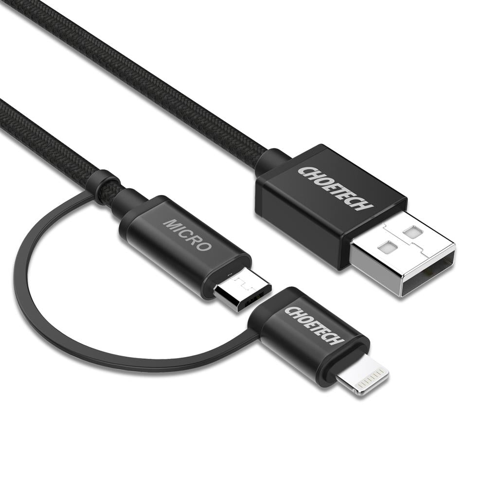 Choetech Cable 2 en 1 Lightning + MicroUSB  MFi 1.8Mts, IP0029