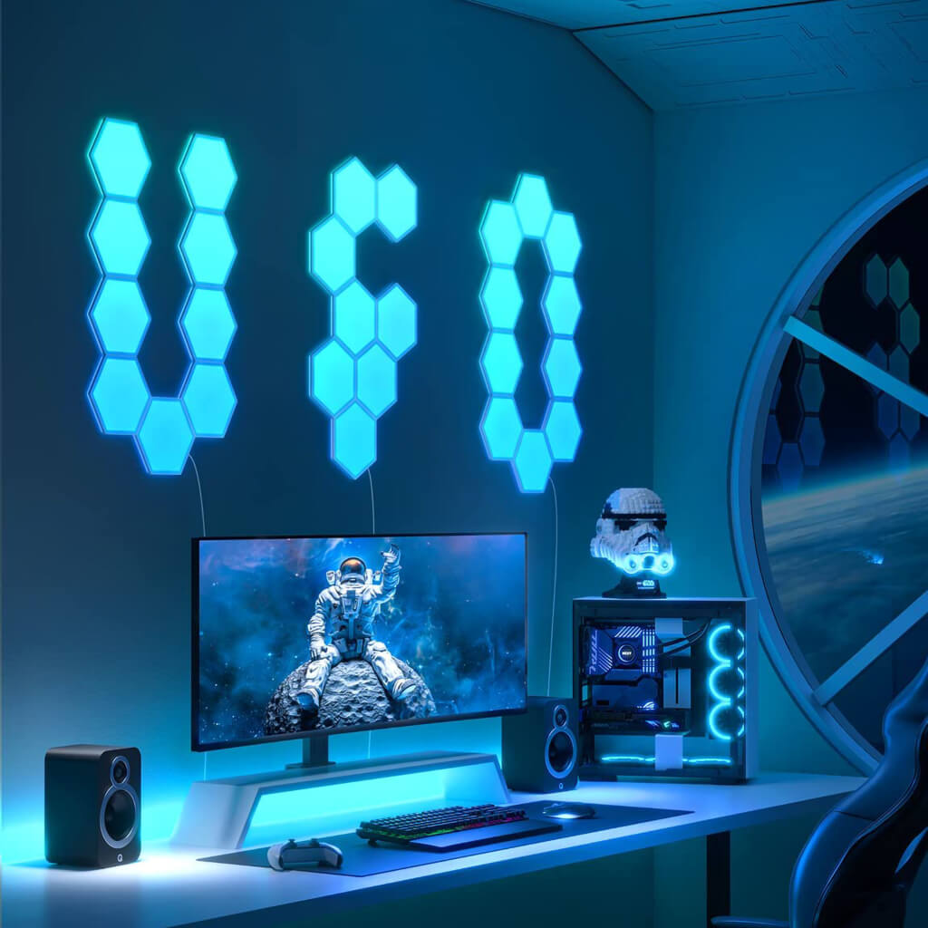 Nanoleaf luces led rgb para habitación gamer - 7 paneles hexagonales