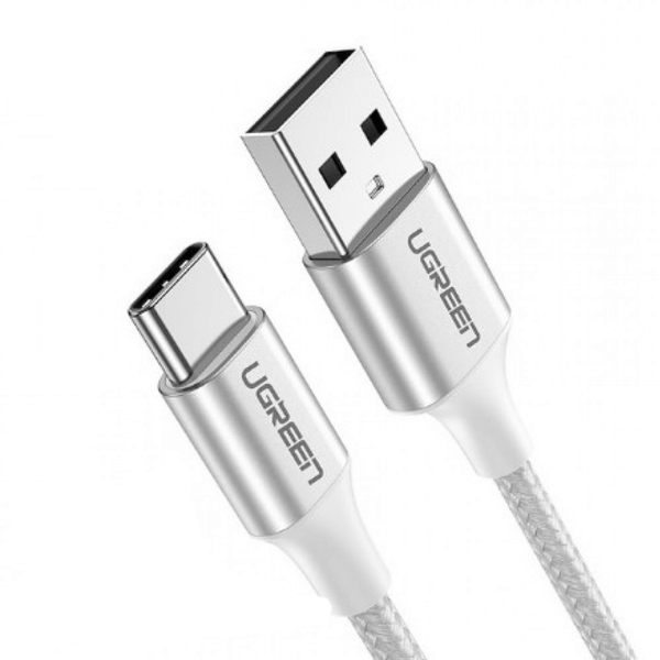 Ugreen Cable Aluminio Carga Rápida USB Tipo C a USB 2M, Blanco