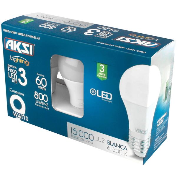 Aksi Bombillo LED 9W/60W, Pack 3 Unidades