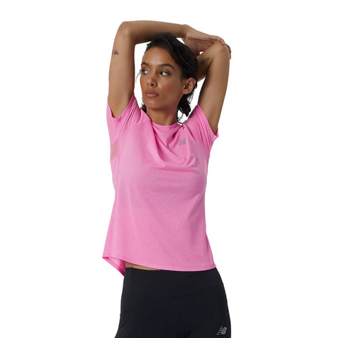 New Balance Camiseta Impact Run Rosa, para Mujer