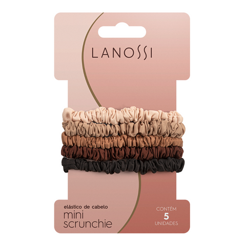 Lanossi Set Cola para Cabello Mini Scrunchie Cappuccino, 5 Unidades