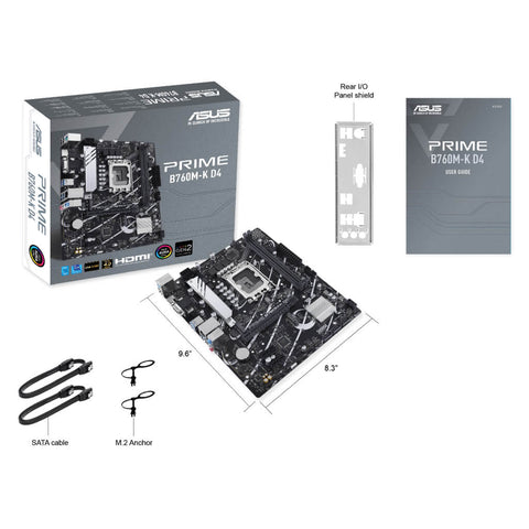 Asus Tarjeta Madre Intel B760 LGA 1700 mATX con PCIe 4.0, PRIME B760M-K D4