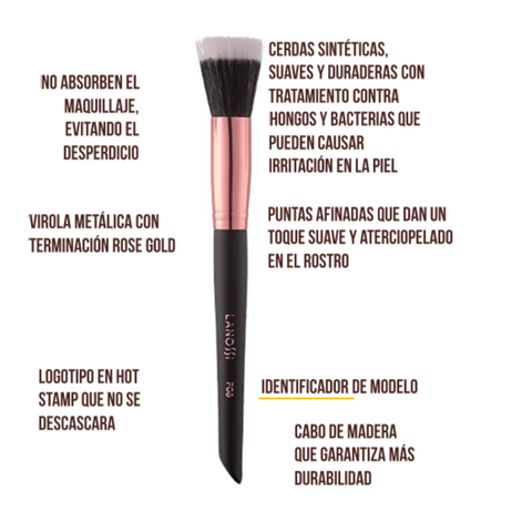 Lanossi Brocha de Maquillaje Fibra Duo, F08