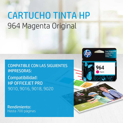 HP Cartucho de Tinta Original Magenta 964 (3JA51AL)