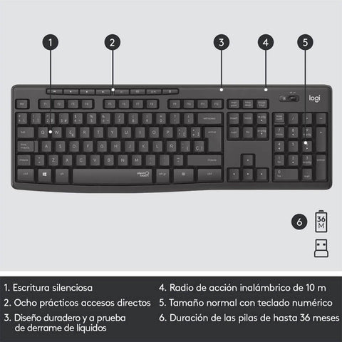 Logitech Set de Teclado y Mouse Inalámbrico MK295, Español