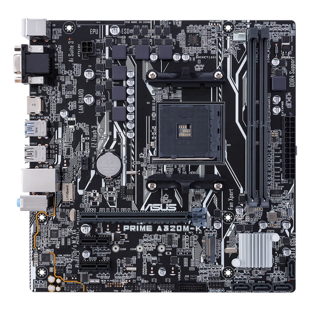 Asus Tarjeta Madre uATX AMD AM4 Ryzen LED Prime A320M-K