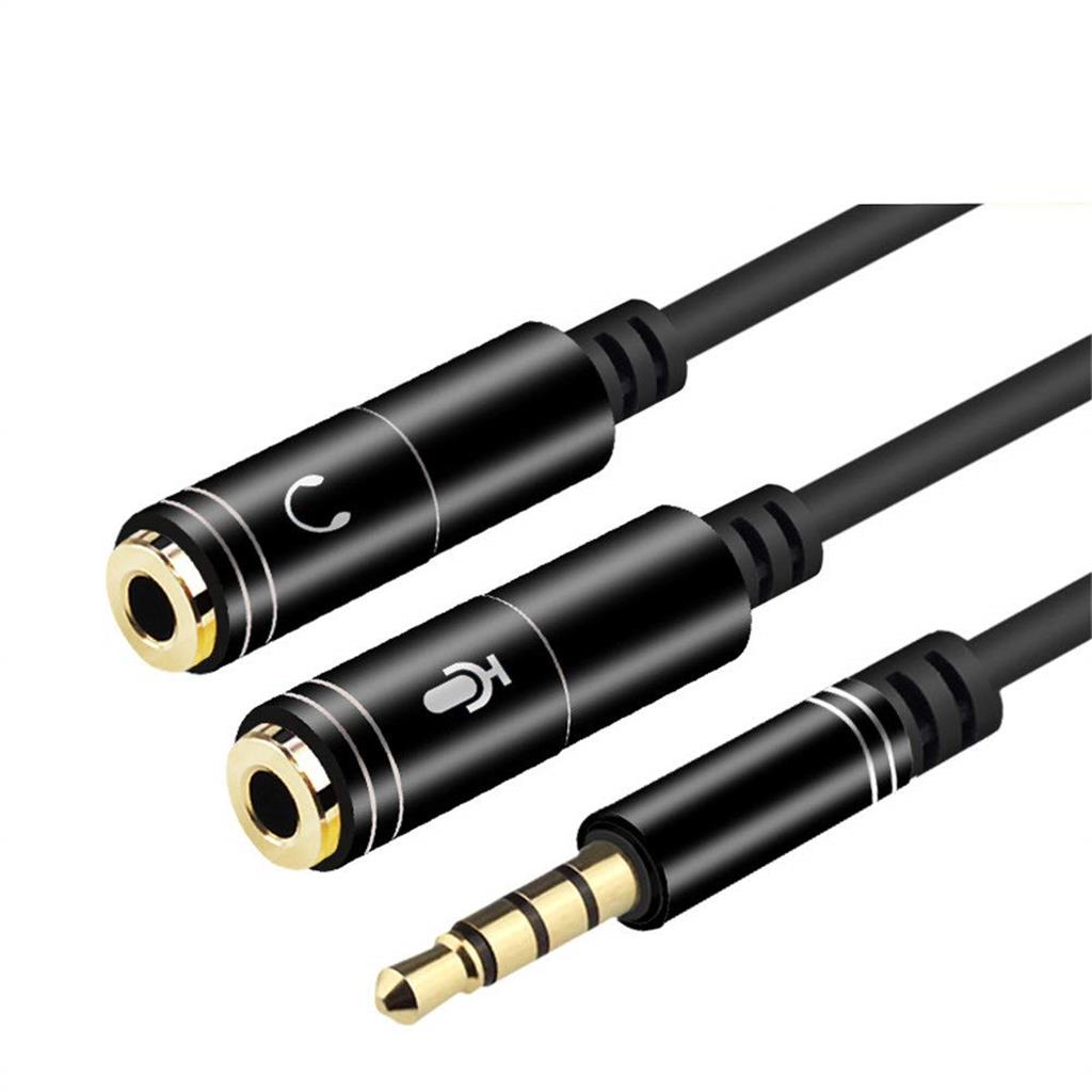 Best Cable Adaptador para Audio + Micrófono, 3.5 Mm, Negro