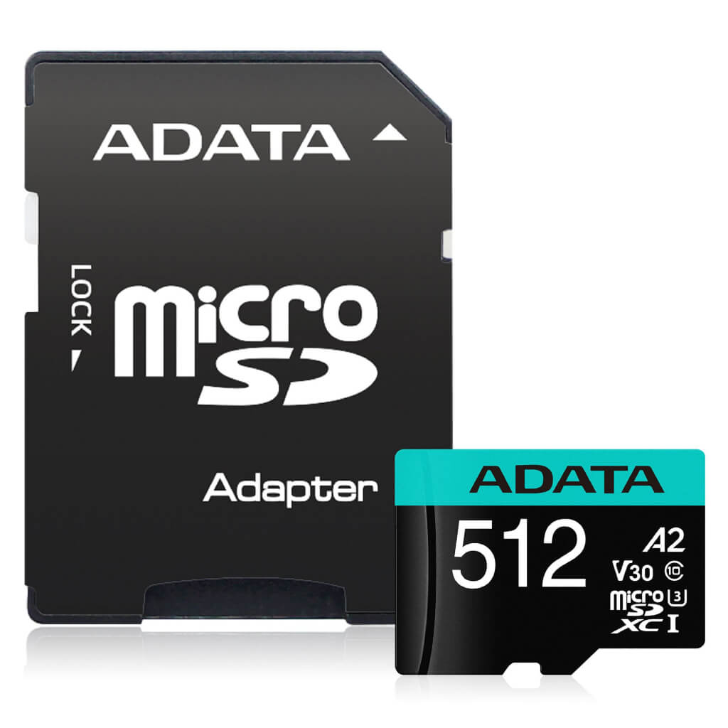 Adata Tarjeta de Memoria 512GB 4K V30 MicroSDXC/SDHC Clase 10, AUSDX512GUI3V30SA2-RA1