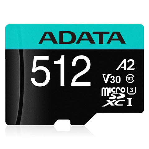 Adata Tarjeta de Memoria 512GB 4K V30 MicroSDXC/SDHC Clase 10, AUSDX512GUI3V30SA2-RA1