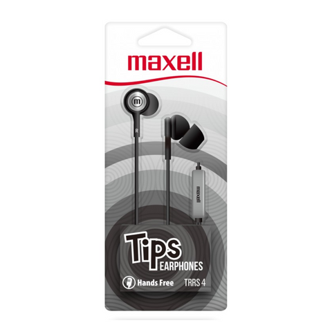 Maxell Audífonos de Oreja con Micrófono Alámbricos In-Tips, Negro