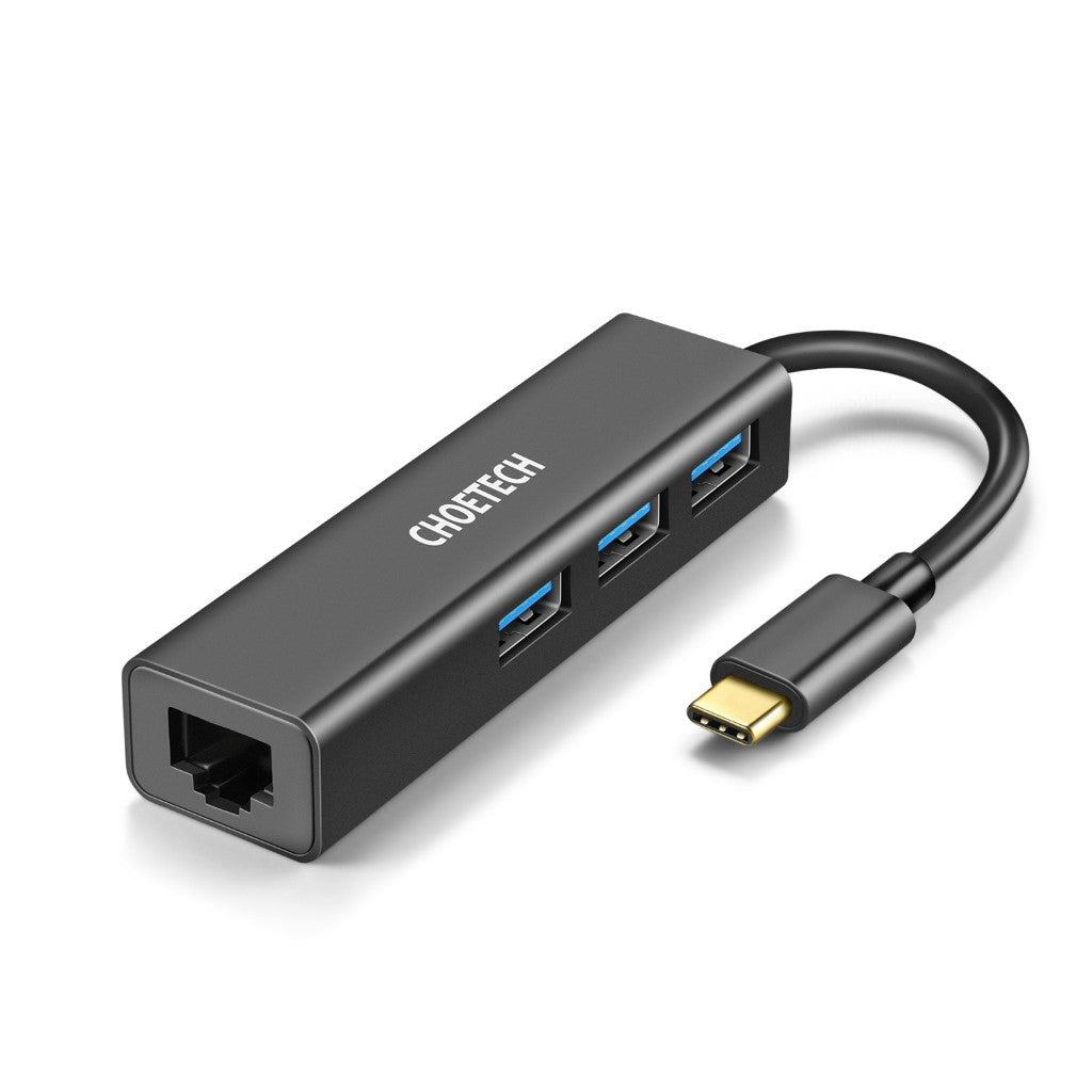 Choetech Hub Adaptador 4 en 1 Lan+usb 3.0 a Tipo C, Hub-u02