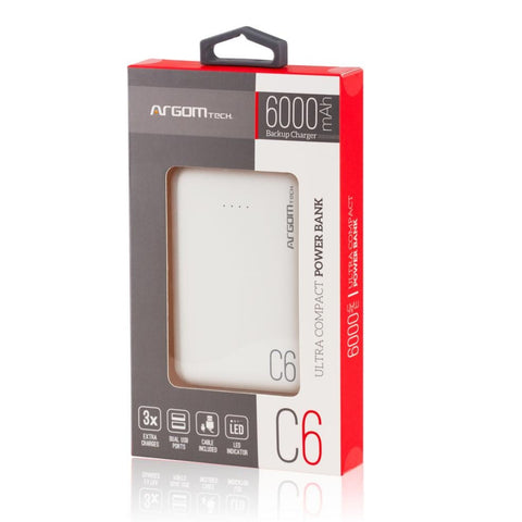 Argom Power Bank Batería Externa C6 6000mah