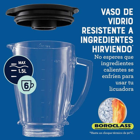Licuadora Oster® con vaso de vidrio y 6 velocidades más pulso BLSTPEG-BPB -  Oster