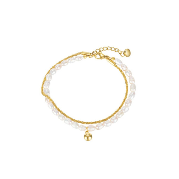 CR Charms Pulsera Resplandor de Perlas, Acero