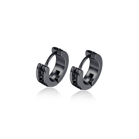 CR Charms Aretes Argollas Negro Puro, Acero