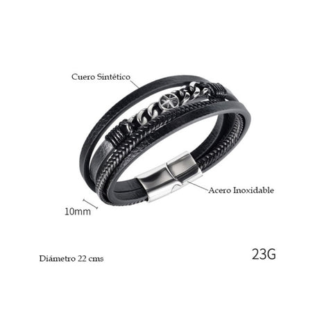 CR Charms Brazalete Cuero Espíritu Feroz, Acero