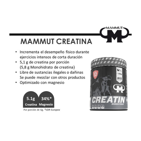 Mammut Suplemento Deportivo Monohidrato de Creatina con Magnesio