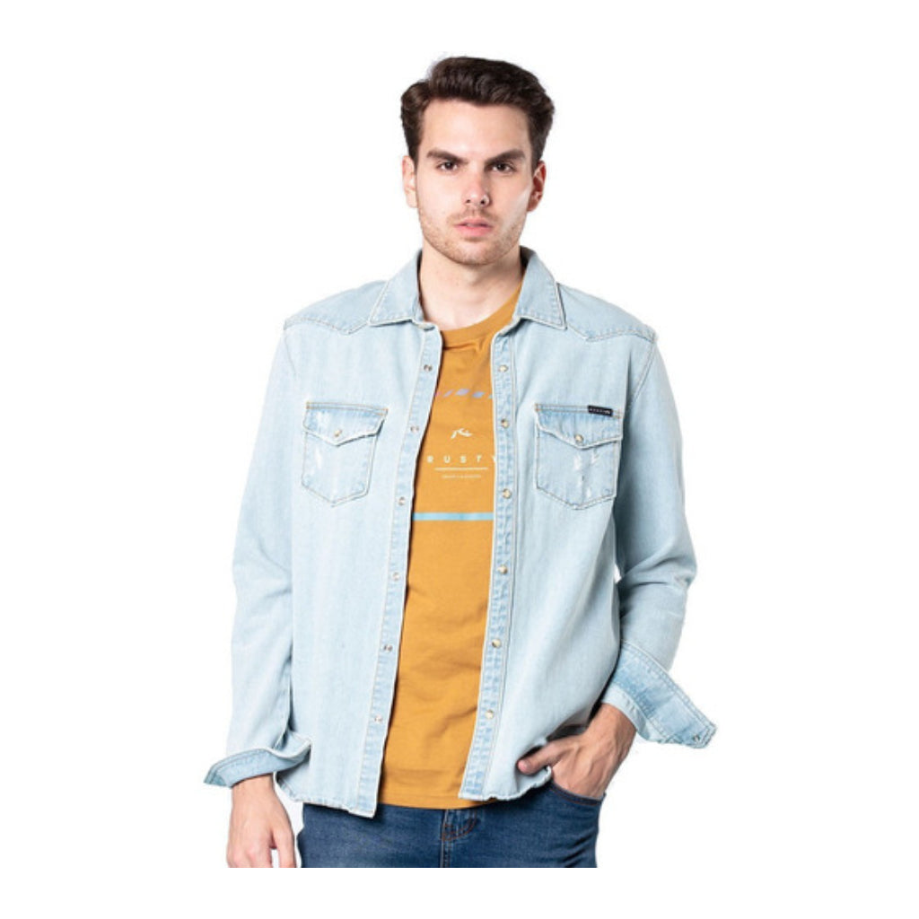 Rusty Camisa Manga Larga Fort Celeste, para Hombre