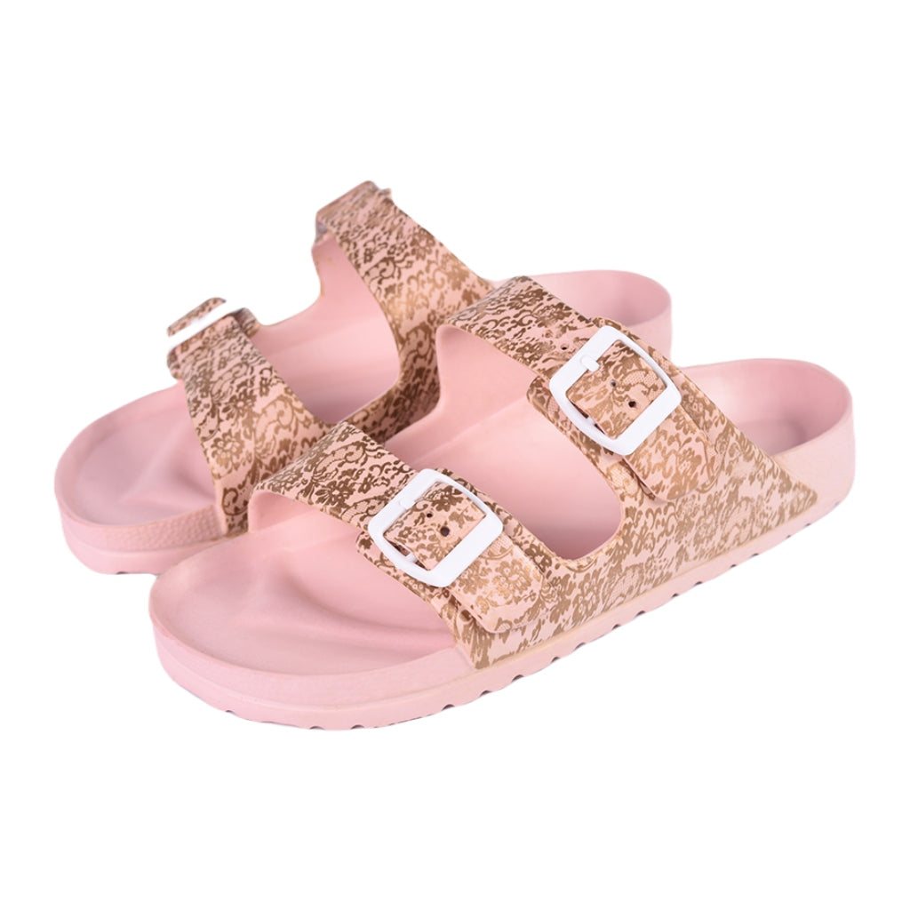 Soket Sandalias con Detallas Dorados en Rosa, para Mujer