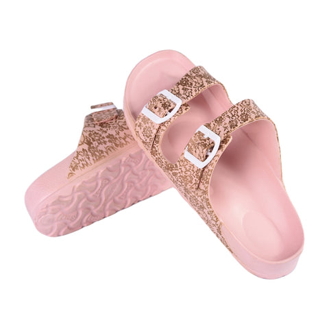 Soket Sandalias con Detallas Dorados en Rosa, para Mujer