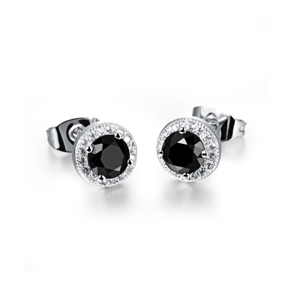 CR Charms Aretes Gotas Negras Deslumbrantes, Alloy