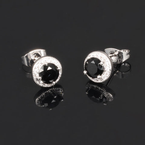 CR Charms Aretes Gotas Negras Deslumbrantes, Alloy