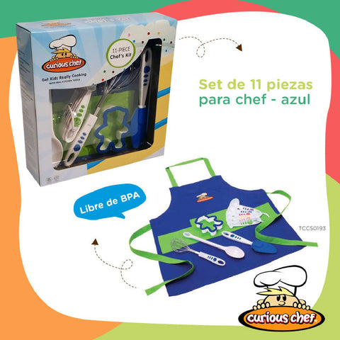 Curious Chef Set Utensilios y Delantal Infantil para Chef 11 Piezas, (TCC50193)