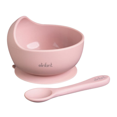 Elinfant Set Browl con Ventosa y Cuchara de Silicona, 2 Piezas