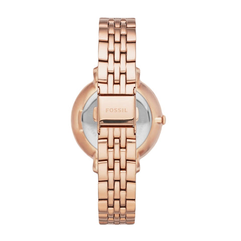 Fossil Reloj Análogo de Acero Inoxidable Jacqueline Plateado Oro Rosa, para Mujer