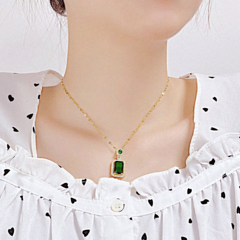 CR Charms Collar Gema Esmeralda Brillante, Acero