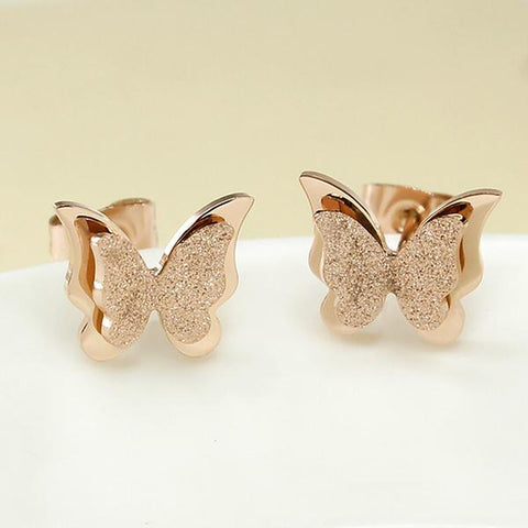 CR Charms Aretes Mariposa Brillante, Acero