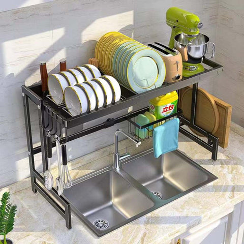 La Gotera Estante Expandible para Fregadero Doble para Utensilios de Cocina