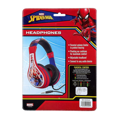 Kid Designs Audífonos Alámbricos Estéreo Ajustable Spiderman (SM140V10)