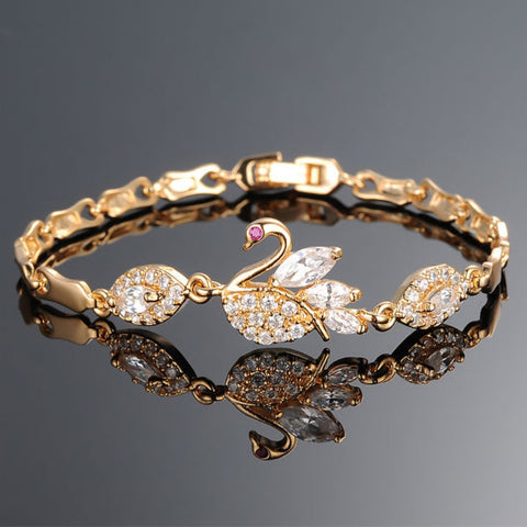 CR Charms Pulsera Cisne Resplandeciente, Alloy