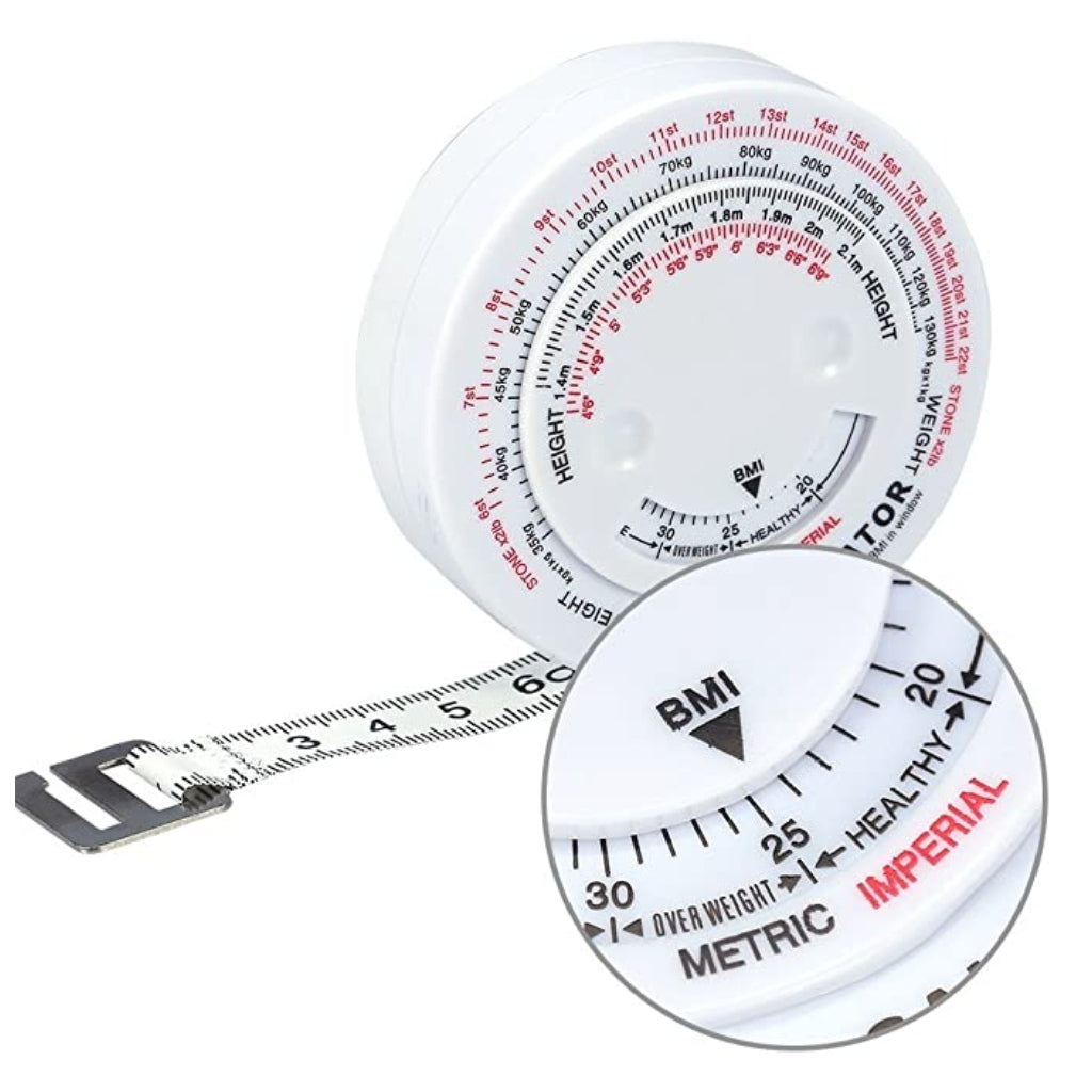 Cinta Métrica del Cuerpo, Cinta Metrica BMI para Medir Medida Corporal,  Tester Probador Calipers Índice de Masa Corporal Medición de Grasa Redonda