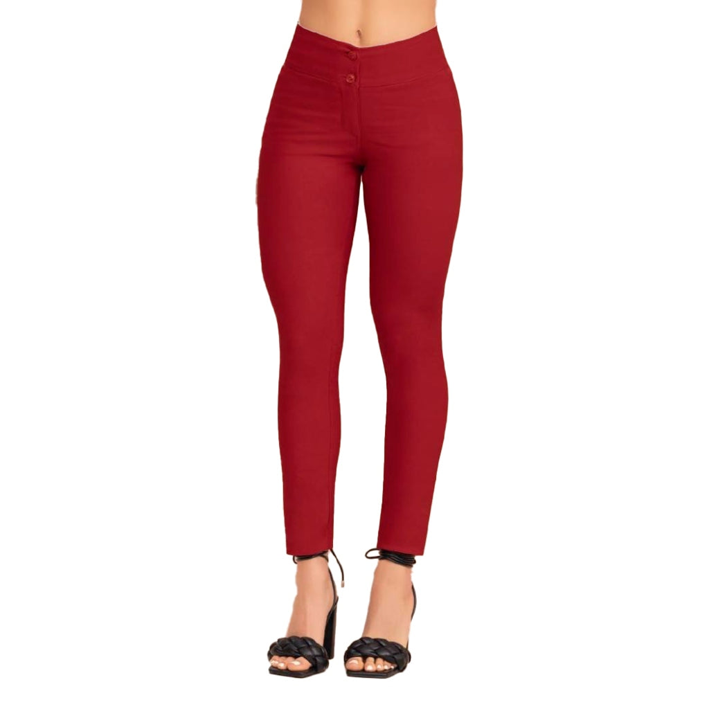 Ryocco Pantalón Rojo Tiro Alto, para Mujer