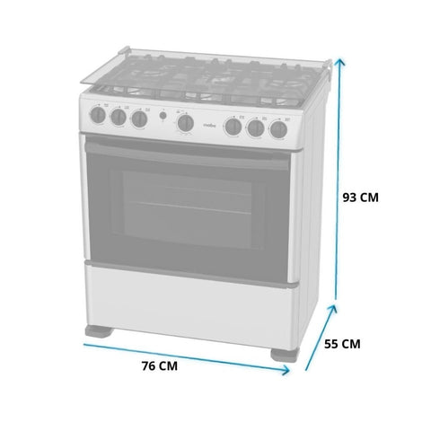 Mabe Cocina a Gas 6 Quemadores Silver, 76 Cm (CMA3020FG0)