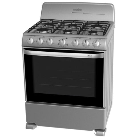 Mabe Cocina a Gas 6 Quemadores Plata Mercury, 76 Cm (EM7641BAIS1)