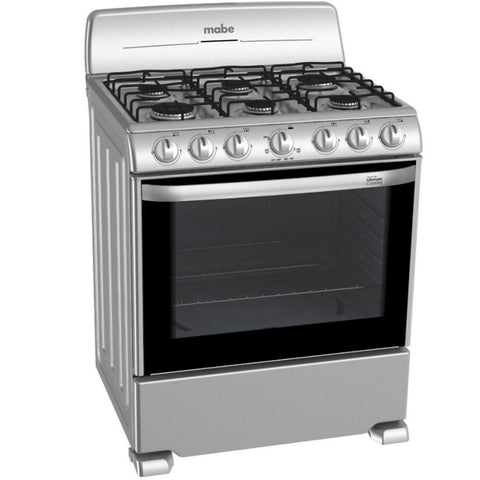 Mabe Cocina a Gas 6 Quemadores Plata Mercury, 76 Cm (EM7641BAIS1)