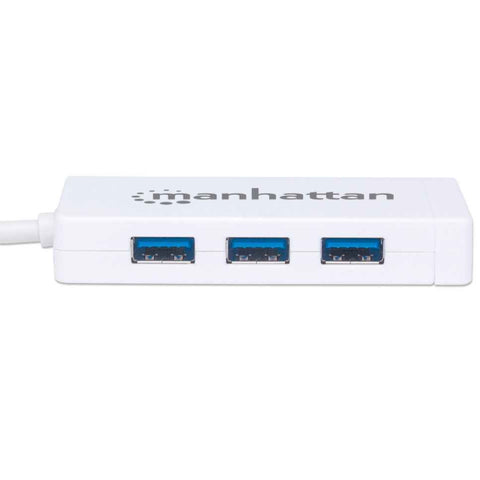 Manhattan Hub USB Tipo C 3.0 a 3 Puertos USB con Adaptador de Red Gigabit