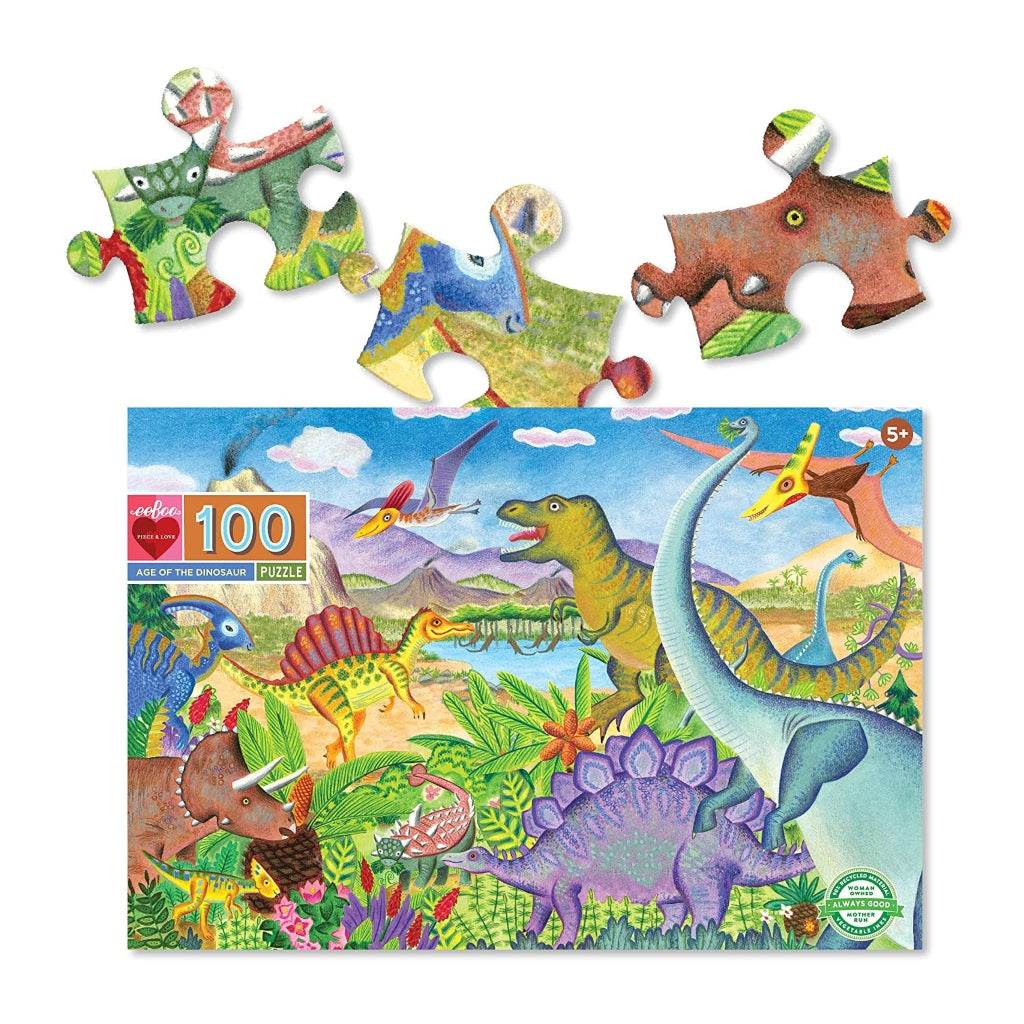 Eeboo Rompecabezas Age Of Dinosaur, 100 Piezas (pzaod)